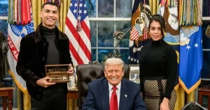 Ronaldo và vợ sắp cưới tình tứ dự tiệc tại Nhà Trắng cùng Trump
